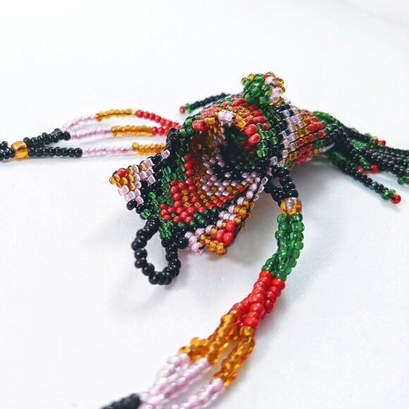 Handmade Seed Beads Fringe Pouch Necklace - Picture 3 of 13